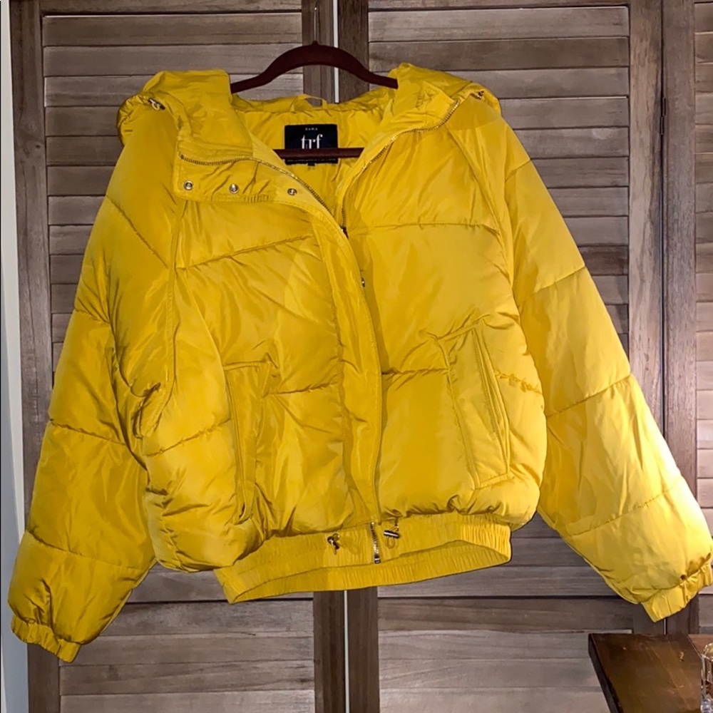 Zara Mustard Yellow Puffer Jacket